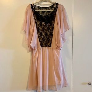 ASOS Curve Nude Dress Angel Sleeves Lace Inset NWT